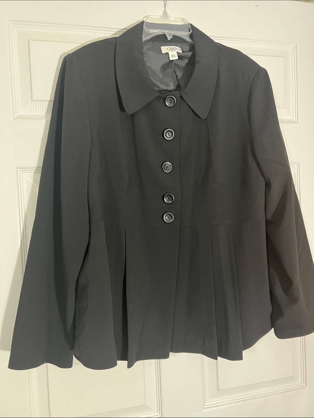 Cato Black Pleated Button-Front Blazer